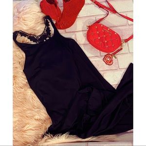 Black maxi dress with lace racer back